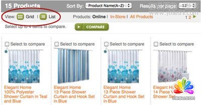 搜索結果網格與列表視圖展示