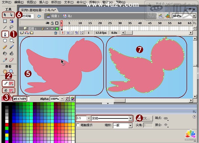 Flash教程:制作卡通風格的飛舞小鳥,PS教程,思緣教程網